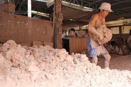 Collecting Clay for Pottery in Vietnam